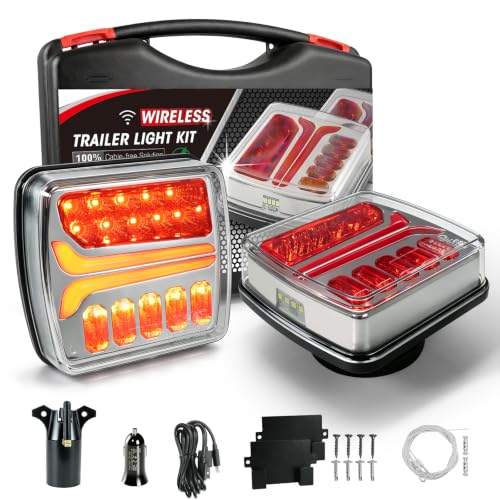 NeaLia Magnetic Wireless Trailer Lights Rechargeable LED Trailer Light for Towing Truck Waterproof Tail Tow Lights Kit for RV Camper Boat Caravan Portable Turn Signal Brake Running Stop