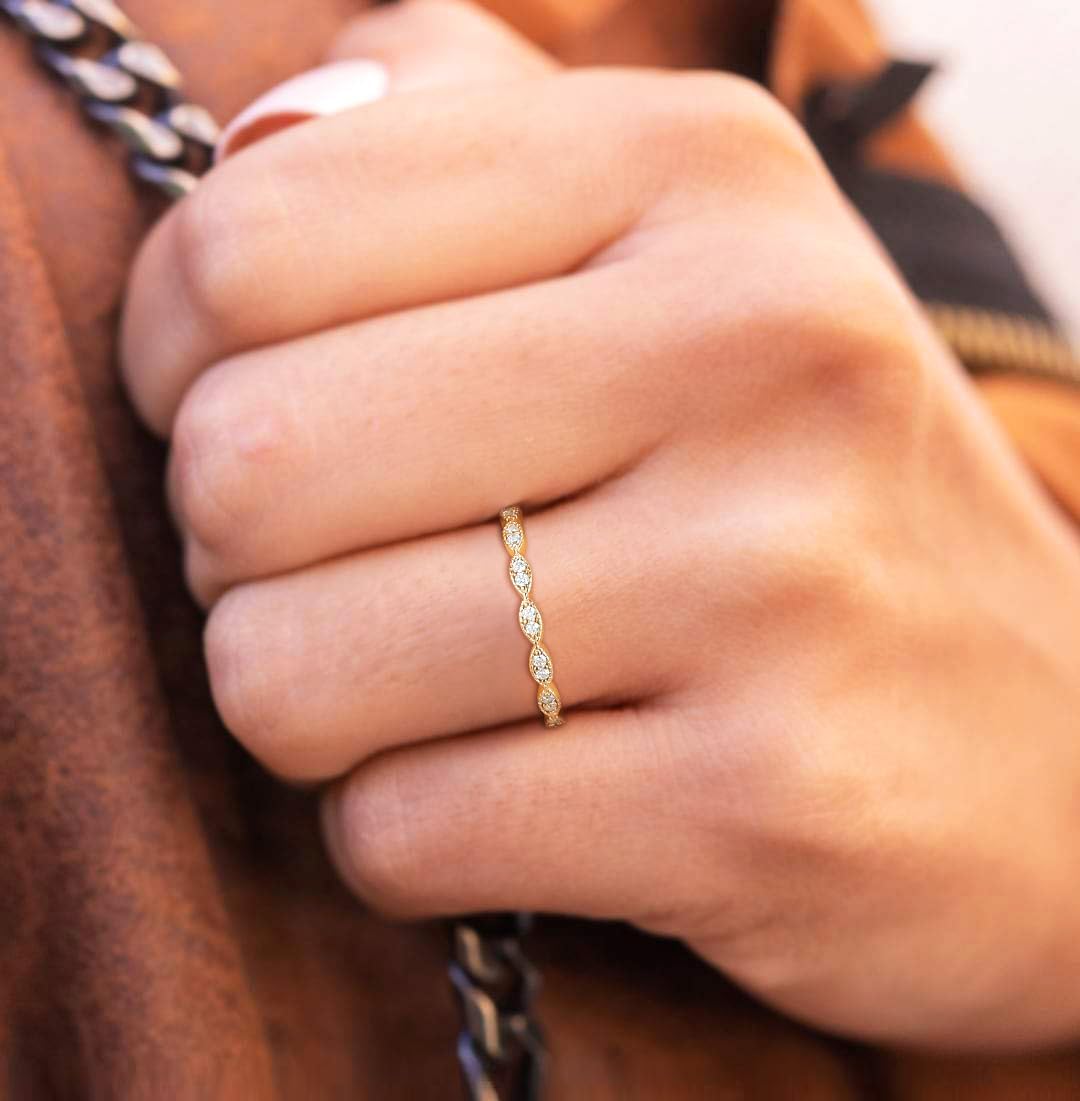 TIGRADE Eternity Ring Oval Milgrain Cubic Zirconia Anniversary Stacking Ring CZ Wedding Band for Women Size 3-13 - Image 5