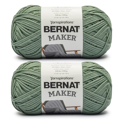 Image of Bernat Maker Lichen Yarn - 2 Pack of 250g /8.8oz - 72% Cotton 28% Nylon - #5 Bulky - 290m /317Yards - for Knitting, Crochet and Amigurumi