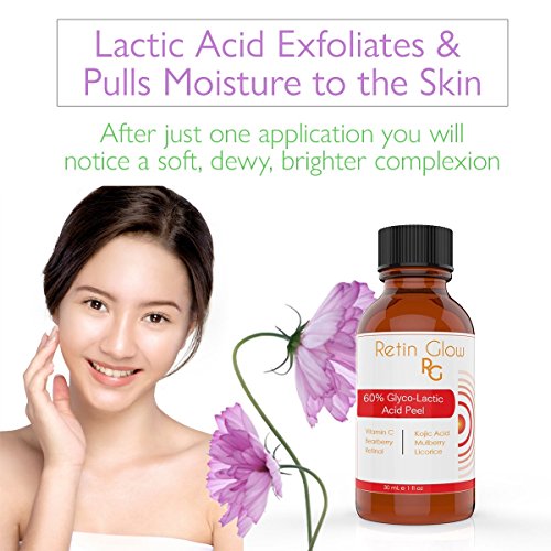 Lactic Acid 80% Gel Peel Including After Peel Neutralizer Facial Peel Contains Retinol Vitamin C Kojic Acid Licorice Bearberry Tea Mulberry. Perfect Acne Treatment Fade Acne Scars Diminish Wrinkles - Thumbnail 4