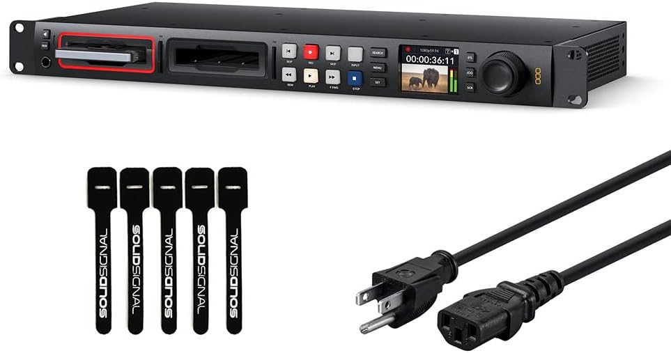 Blackmagic Design HyperDeck Studio HD Pro Recorder with 6ft Power Cord and 5 Pack of SolidSignal Cable Ties (HYPERD/ST/DFHP)