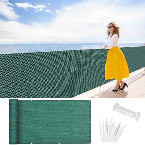 Brise Vue pour Balcon 50 x 800 cm Ant- UV, Protection de La Vie Privée et Sécurité, Opaque Résistant Filet D’Ombrage Clôture D’Ombrage pour Jardin Extérieur, Vert Foncé