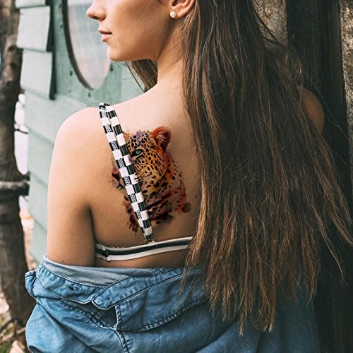 Temporary Tattoo For Men Women Wild Style Tiger Leopard Large Waterproof Tattoos Sticker Water Transfer Body Art Fake Tattoo For Boys Teens Makeup, 6-Sheet #TOP2