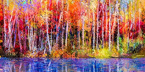 Kit diamant painting forêt colorée carré et rond 50x100cm pour mosaïque