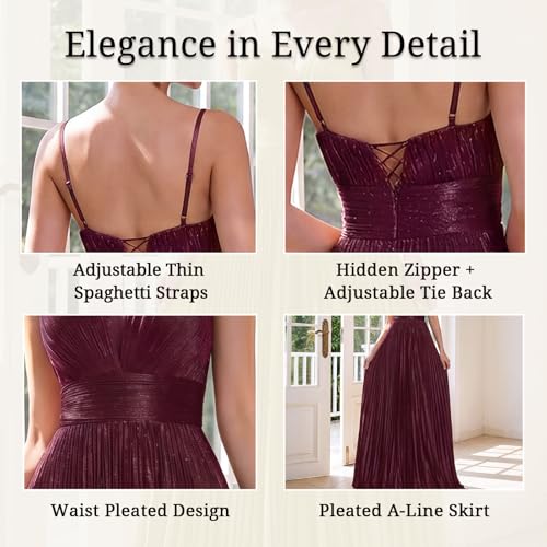 Image of Sexy Backless Maxi Formal Dress for Women with Sequin, Sleeveless Pleated Evening Gowns for Wedding and Cocktail