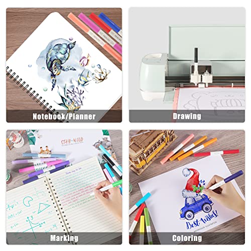 Image of REALIKE Dual Tip Pens Compatible with Cricut Maker 3 /Maker 4 /Maker /Explore 3 /4 /5 /Air 2 /Air, Dual Tip Marker Pens Set of 24 Pack Fine Point Pen Writing Drawing Pens (0.4 Tip & 1.0 Tip)