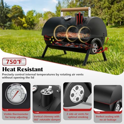 Image of HaSteeL Portable Charcoal Grill for Outdoor Barbecue, Small for 1-3 People