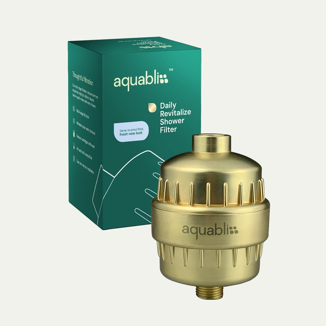 AquaBliss AB-SF100-GD SF100-Filtro de Ducha, Color Dorado Mate