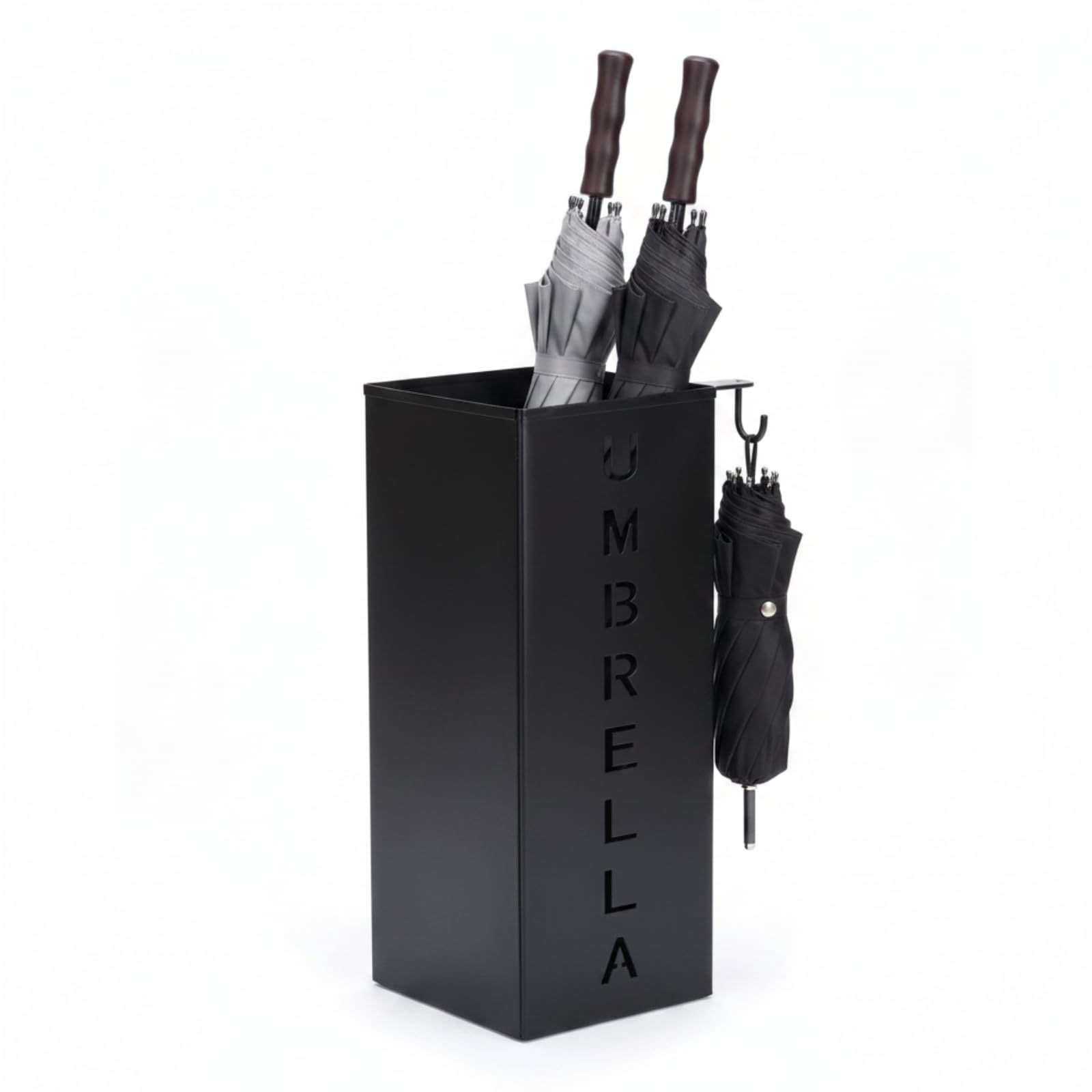 Gzsekken Metal Umbrella Stand,Square Umbrella Holder Umbrella Organizer, Umbrella Rack Umbrella Stand for Hallway Entryway Walking Stick Holder for Home Office, Hotel,Outdoor, Black Simple Morden
