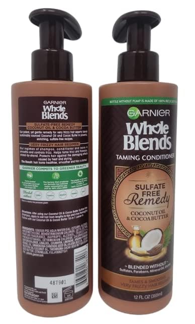 Miniatura 3 de Garnier Whole Blends - Acondicionador de aceite de coco sin sulfato para cabello encrespado, 12 onzas líquidas (paquete de 2)