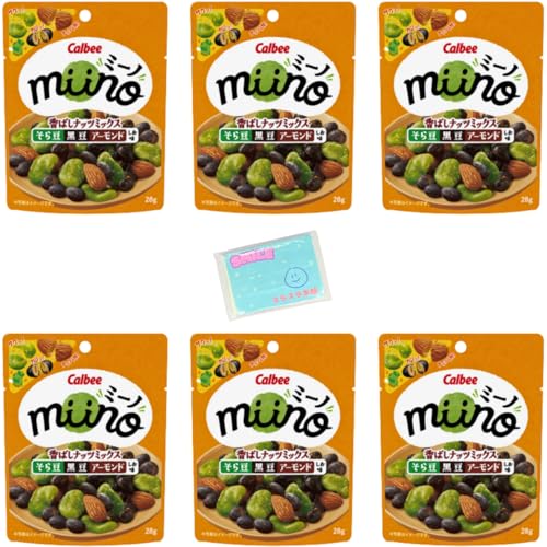 Monolog Style カルビー ミーノ 香ばしナッツミックス そら豆黒豆アーモンド しお味 28g ×6袋セット ★スラスラ本舗オリジナルポケットティッシュ付き★ miino