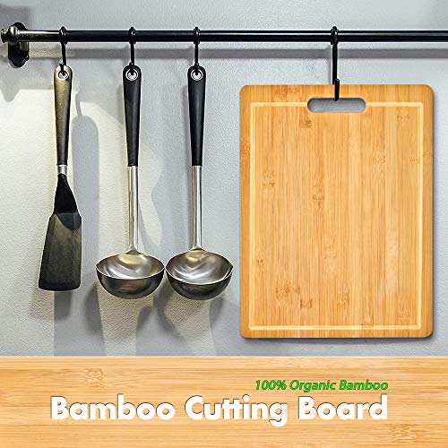 Extra Large Organic Bamboo Cutting Board (16 x 12 Inches) with Juice Grooves, Luxval Bamboo Chopping Board for Meat, Vegetable, Fruit&Cheese with Handles Grip, 100% Natural BPA Free - Thumbnail 2