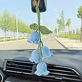 Car Decoration，Car Mirror Hanging Accessories,Cute Car Accessories for Women,Bellflower Hand Knitted Car Pendant，Car Charm，Suitable for Backpacks, Key Chains, Car Accessorie