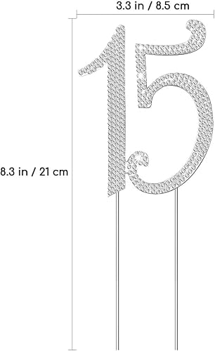 Miniatura 2 de ABOOFAN Decoración para pastel de 15 cumpleaños o aniversario, número 15, diamantes de imitación de cristal para decoración de pastel de cumpleaños