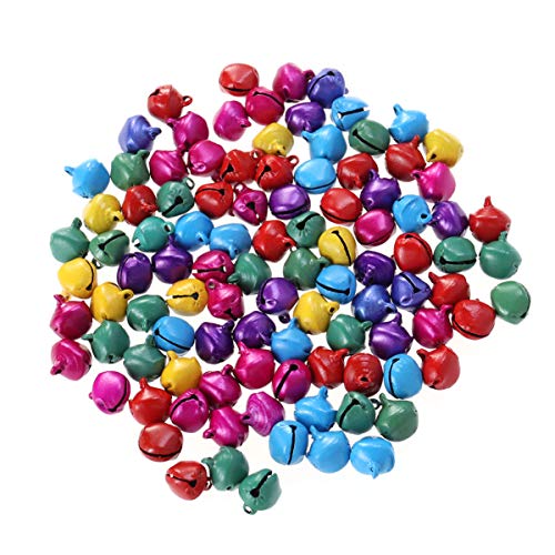 BESPORTBLE Jingle Bells 100pcs 1/2 Inch Craft Bells Mini DIY Bells for Wreath, Holiday Home and Christmas Decoration (Colorful)