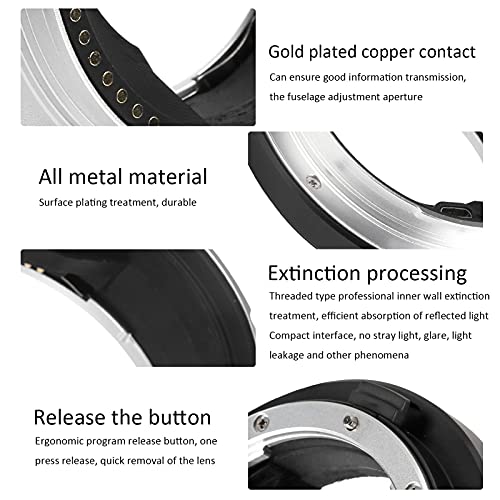 Goshyda Anillo Adaptador de Lente, aleación de Aluminio EF-GFX Adaptador de Montura de Enfoque automático para Lente Canon EF para Montura Fuji GFX, cámara de Formato Medio - imagen 4