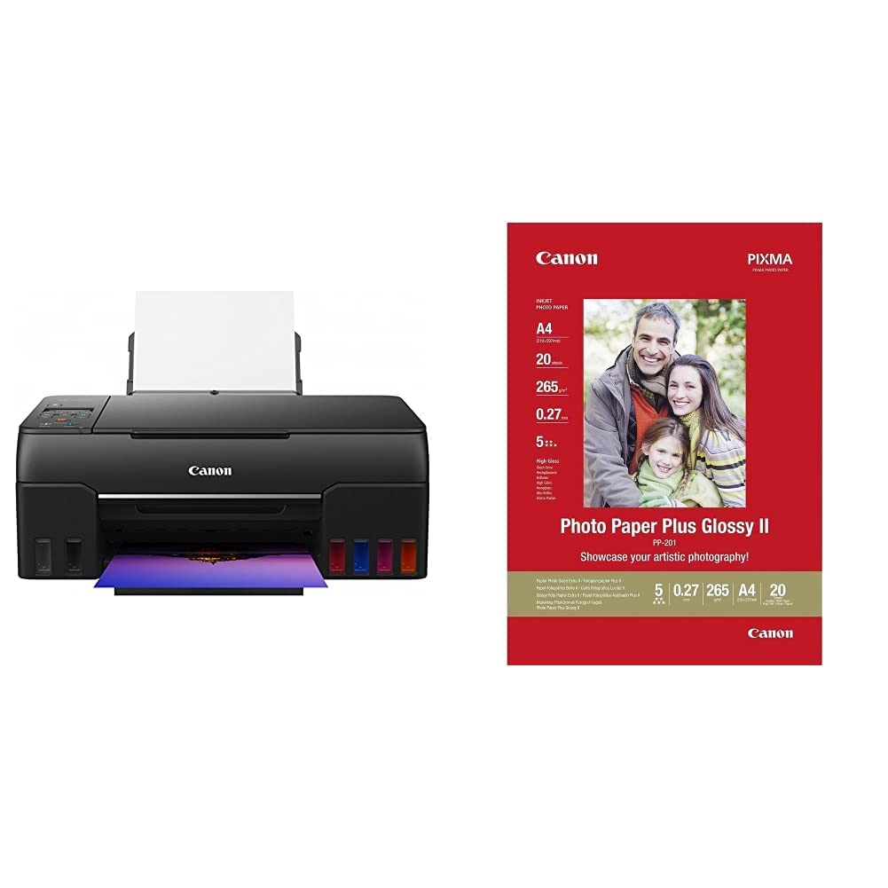 Canon PIXMA G650 & PP 201 Photo Paper Plus Glossy II, 20 fogli A4 Carta