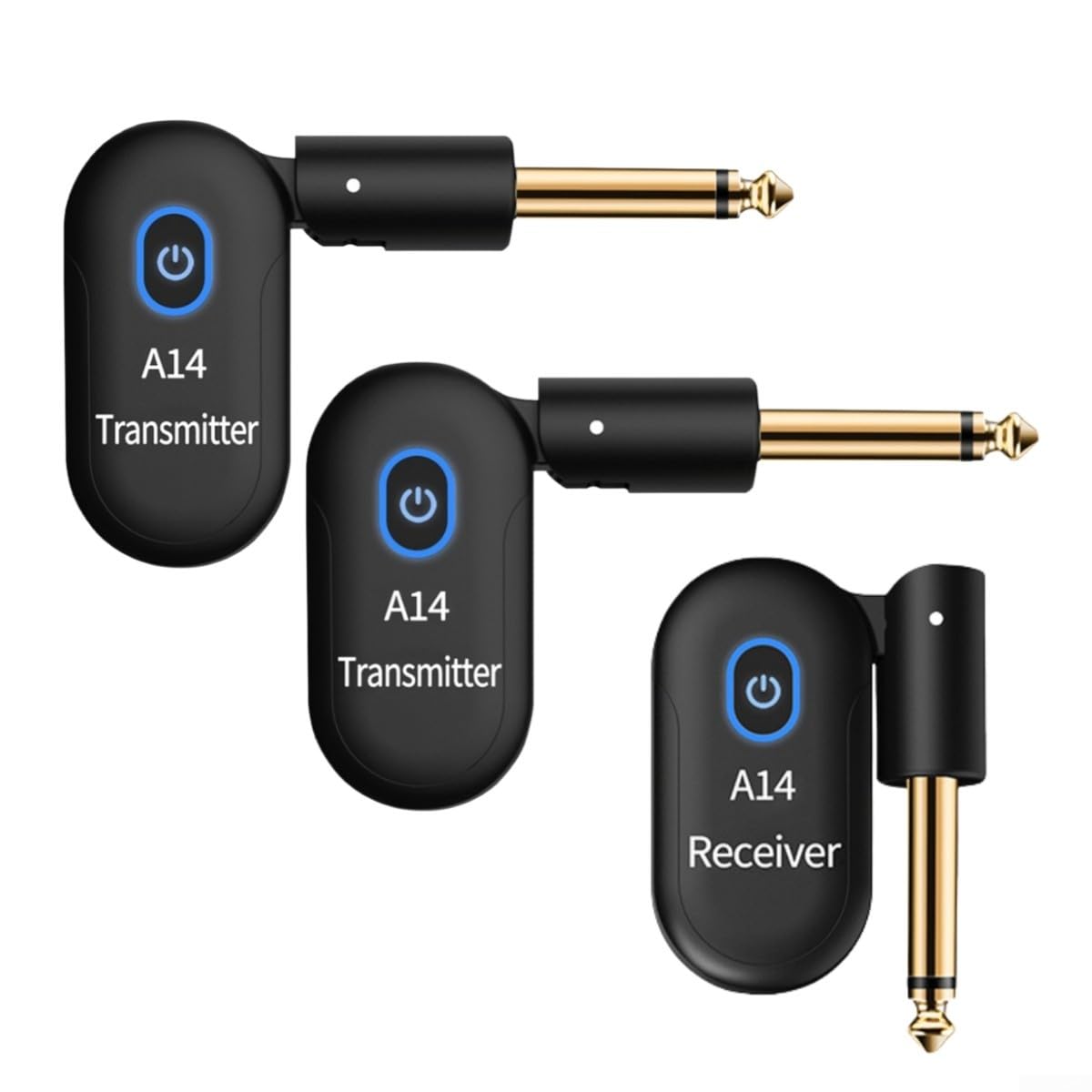 Eawfgtuw Système sans fil pour guitare électrique et basse 2,4 GHz, 2 émetteurs récepteurs avec batterie rechargeable, portée de 30 m, fréquence de 20 Hz à 20 kHz