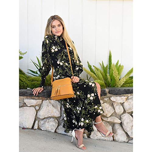 Image of SG SUGU Lunar Lightweight Medium Dome Crossbody Bag Shoulder Bag with Tassel | Zipper Pocket | Adjustable Strap