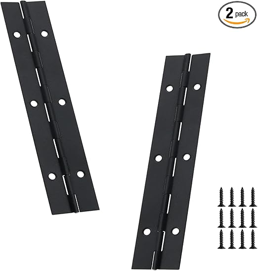 2PCS Black 6-Inch Heavy Duty Piano Hinge,2" Open Width Stainless Steel Continuous Hinges, Includes Pre-Drilled Holes and Screws, Ideal for Piano Cabinets ane Wooden Box.