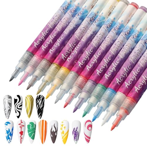 Nagelkunst Zubehör, Gelstifte 12 Stück, Nagellack Stifte, Professionelles Set, Fingernagel Canvas, Salon, Zuhause, Anfänger, Kreatives Zeichnen, Kunstmaterial, Bastelbedarf, Handwerksausstattung