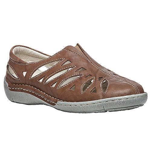 Image of Propet Womens Cameo Cut Out Slip On Flats Casual - Brown