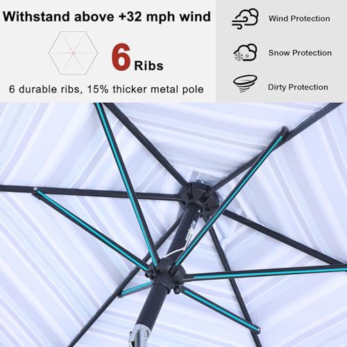 Image of ABCCANOPY 7.5FT Patio Umbrella Outdoor 6 RibsTable Umbrella | Fade & UV Resistant Fabric,6 Fiberglass Ribs,Smooth Crank System,Purple Blue Stripes,Great for Patio,Backyard,Garden,Deck