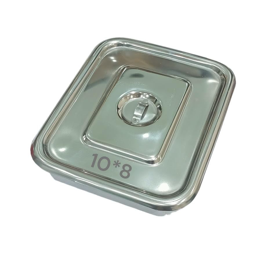FORGESY - Medical Stainless Steel with Cover Instrument Tray (With Lid) 8 x 10