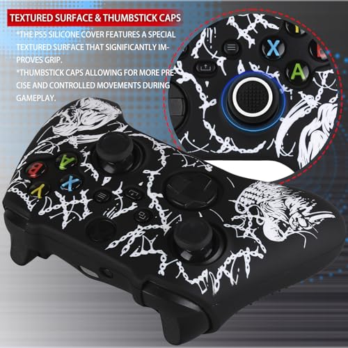 Image of YoRHa Non-Slip Silicone Cover for Xbox Series X /S Controller with Thumbstick Caps x 2 & Sticker x 1(Angel Death)