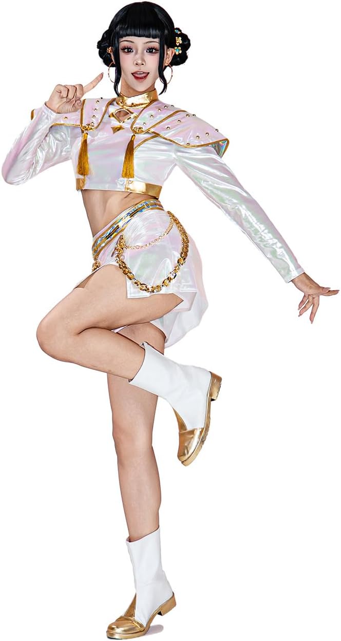OSIAS Women Zoey Cosplay Costume White Stage With Dazzling Laser Design - Image 2
