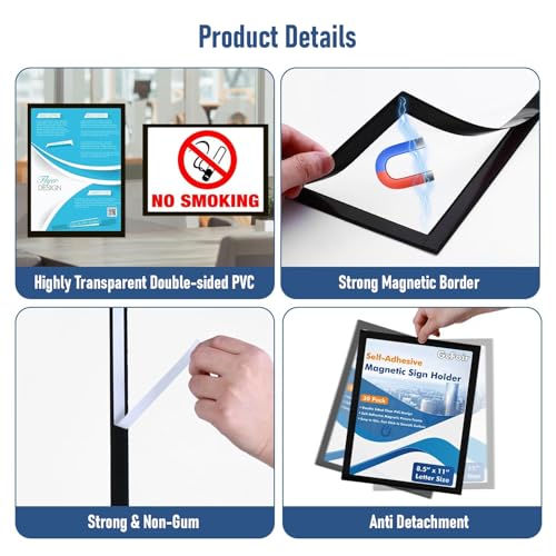 Ekhasa Nostrae Magnetic Sign Holder - 8.5x11" Black Pack of 6 - Image 5