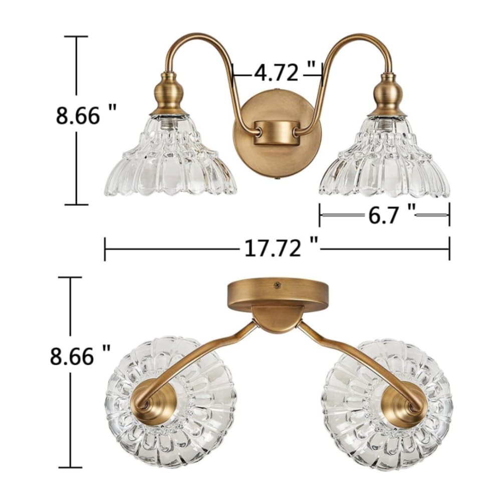 XINYASEE Aplique Pared Cristal Interior, G9 Lámpara Cuarto de baño de Pared Decorativos, Lámpara Iluminación de Lujo para Sala de Estar, Dormitorio, Hotel (Oro, Doble cabeza)