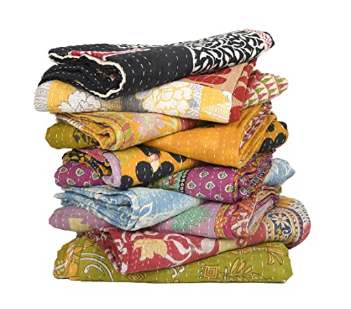 Rajasthali 2 Pcs Whole Sale Tribal Kantha Quilts Mix Lot Vintage Cotton Bed Cover Old Assorted Patches Rally