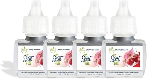 Scent Fill Cherry Blossom - Ambientador enchufable, 4 recambios de aceite perfumado