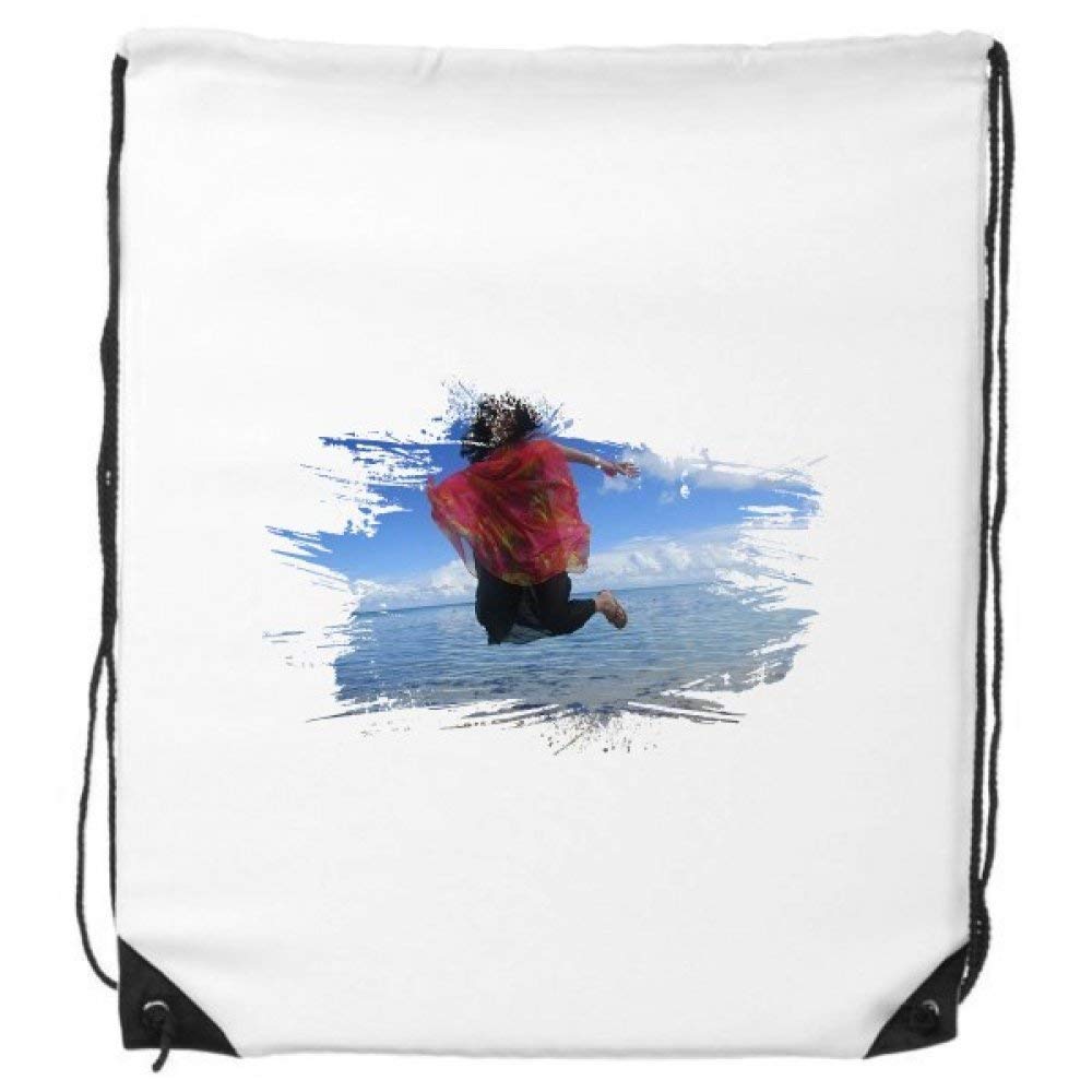 DIYthinker Beach Wave Ellie Yao Sea Jump Blue Sky Ink Shape Drawstring Backpack Shopping Gift Sports Bags One_Size MultiColor
