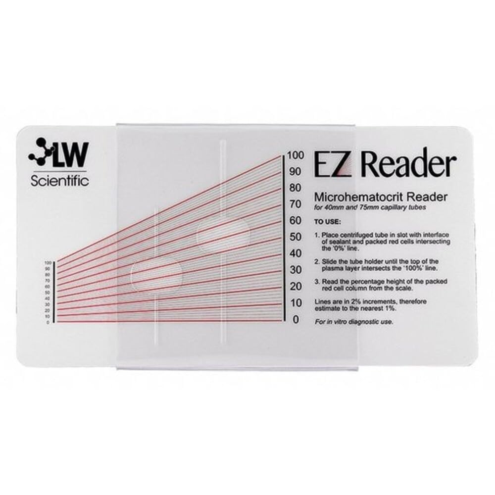 Tarjeta de lectura de hematocrito, 19 cm, para uso con centrífugas, incluye deslizador de plástico, interfaz USB, componentes electrónicos