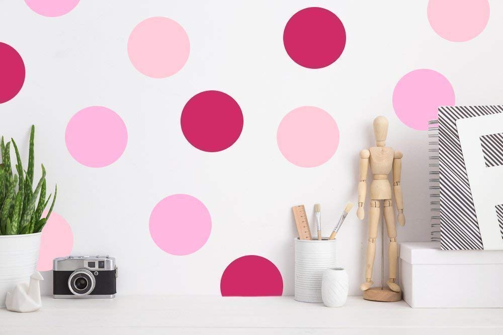 Polka Dot Wall Decals PINK Multicolor(220 2 inch Decals