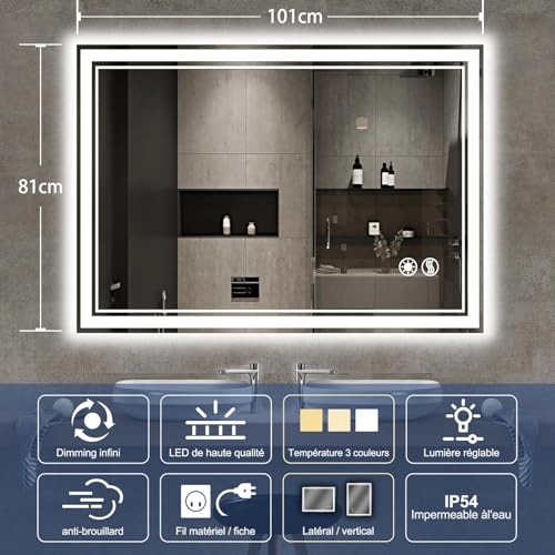 Miroir LED pour salle de bain rétroéclairé de haute qualité