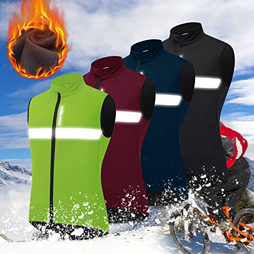 Jaqueta de ciclismo, Andoer Colete de ciclismo masculino com forro de lã e refletor à prova de vento