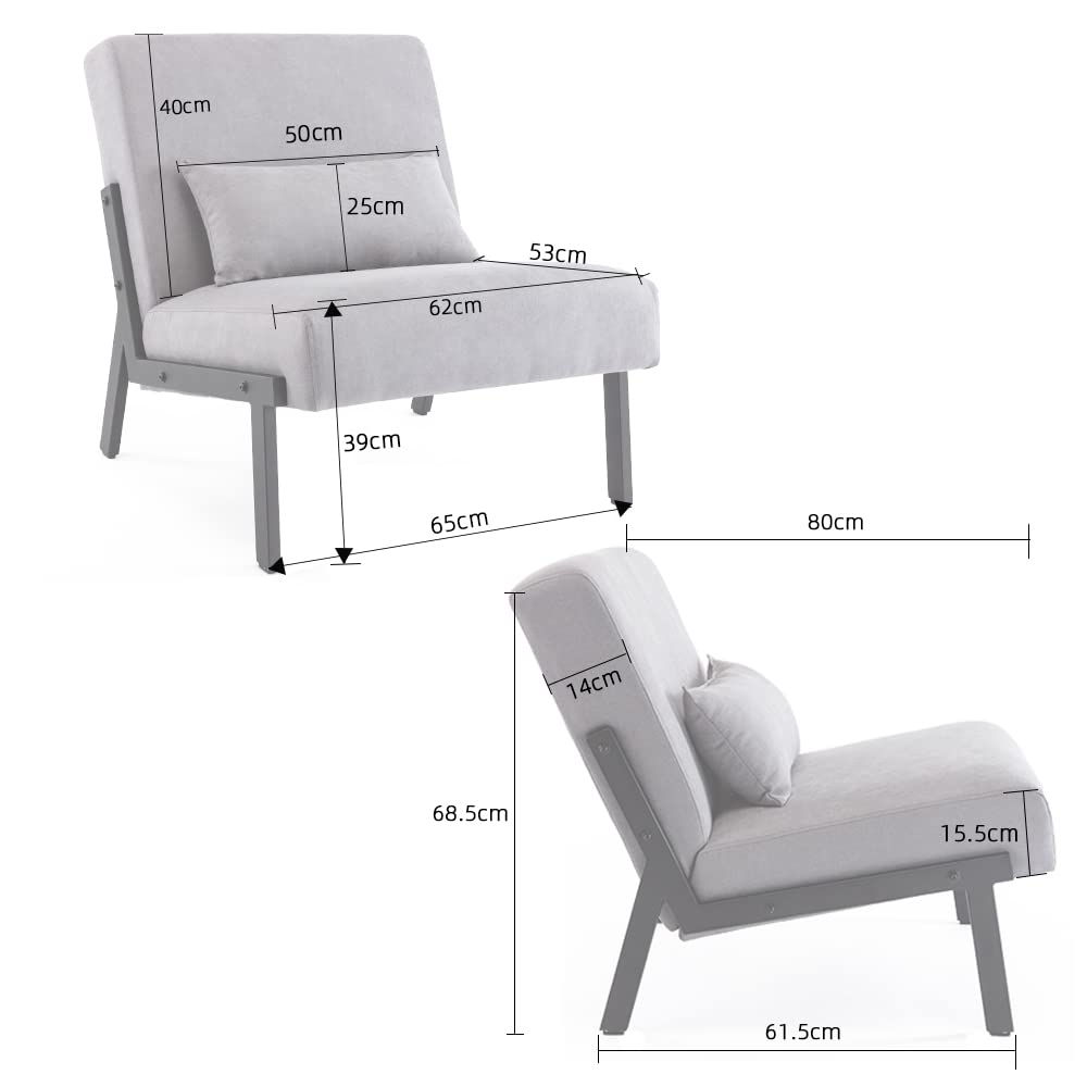 Mingone Sessel Lounge Modern Einzelsessel mit Rückenlehne Loungesessel Design Cocktailsessel Relax Sessel mit Kissen Bequemer Polstersessel für Wohnzimmer Schlafzimmer Balkon (1, Grau)