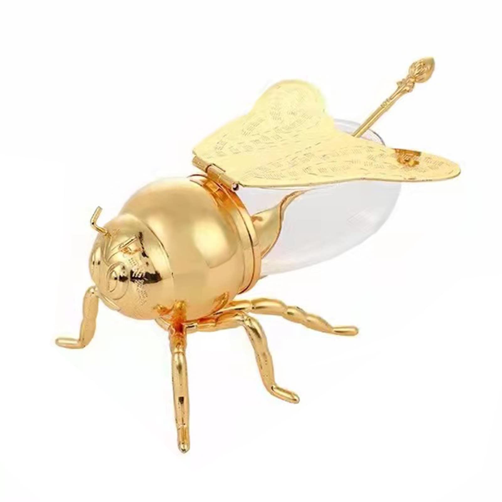 Lujoso tarro de miel de abeja, recipientes creativos de metal para miel, tarro de miel y juego de cucharón para la cocina del hogar, moderno recipiente de cristal de jarabe de miel para regalo de alma