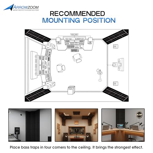 Arrowzoom 12-Pack Acoustic Bass Traps 4.7x4.7x9.4 in Black AZ1133 miniatura 4