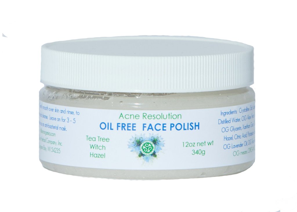 Trillium Face Polish Oil Free - Acne Resolution - Tea Tree Salt Face Scrub - 12 Ounce