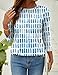 LOMON Ladies Tops and Blouses Dressy Casual Summer Vacation Outfits 2025 Trendy Fashion 3/4 Length Sleeve Shirts White Blue Floral