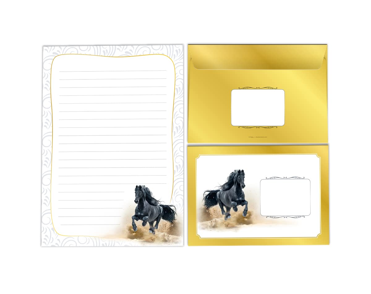 Briefpapier Set Einhorn Für Mädchen - A5 Block 25 Blätter + 15 Umschläge