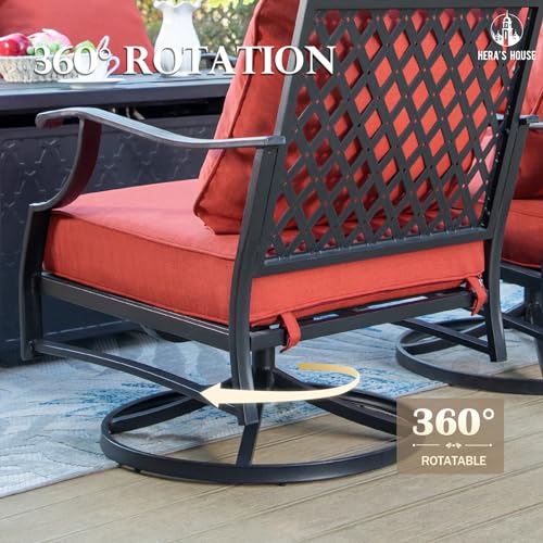 HERAS-HOUSE-5-Pieces-Fire-Pit-Patio-Furniture-Set-4-x-Thick-Cushioned-Swivel-Chairs-with-28-Fire-Pit-Table-50000-BTU-Outdoor-Conversation-Set-for-Garden-Backyard-Lawn-Red