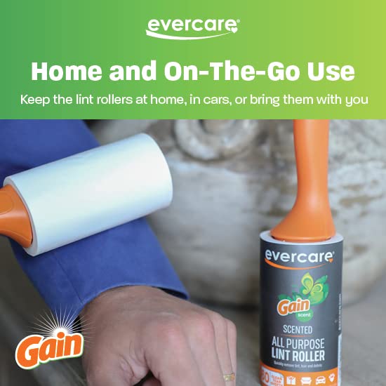 Image of Evercare Gain Scented All-Purpose Lint Roller Value Pack with 2 Lint Rollers and 3 Refill Rolls, 60 Sheets Each