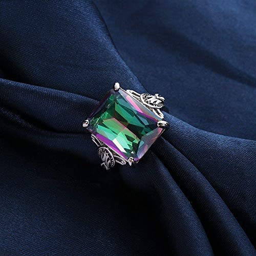 4.3CT Mystic Rainbow Topaz 925 Silver Ring Women Wedding Engagement Size 6-10 (6)4