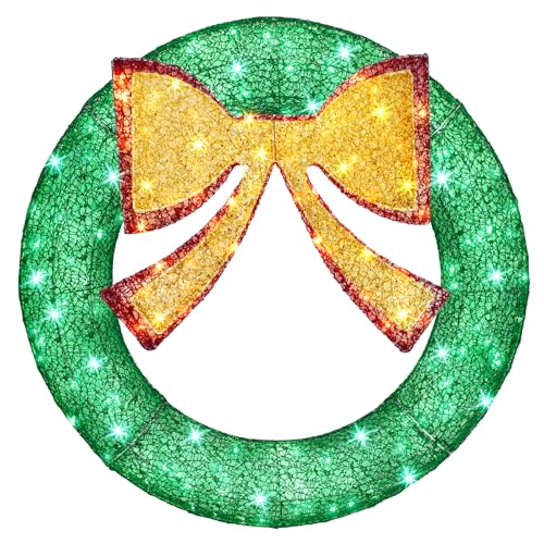 Caxchiling 60INCH Large Christmas Wreath, Lighted Christmas Outdoor Hanging Decoration,