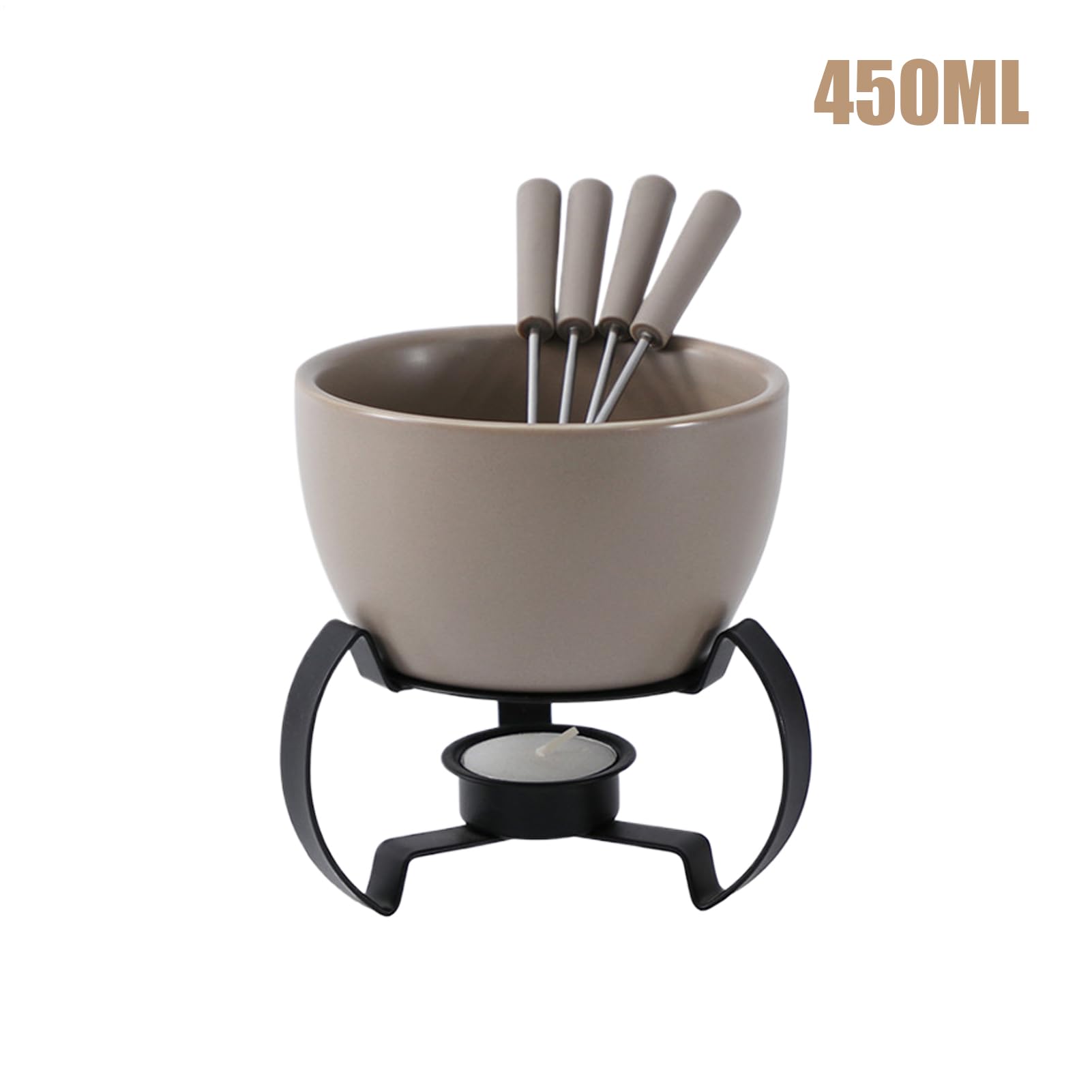 Generico Fondue Scaldaburro Ceramico con Forchette | Per Fonduta E Scioglimento Formaggio Per Dessert, Casa, Cucina, Festa, Campeggio, Picnic, Serata Romantica, Compleanno,